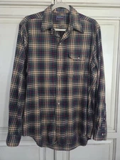 Lochlana Hathaway Flannel Wool Blend Plaid Shirt Men's Large button Down