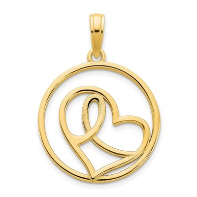 14k Gelbgold Herz Kreis Anhänger