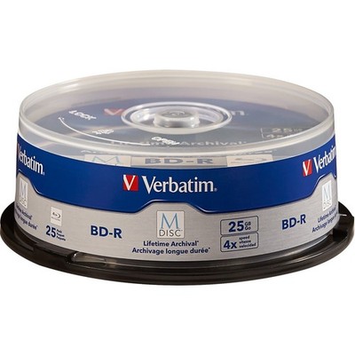Verbatim M-Disc BD-R 25GB 4X with Branded Surface 25pk Spindle