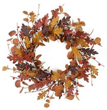 20" Fall Wreath for Front Door, Eucalyptus and Berry Decor