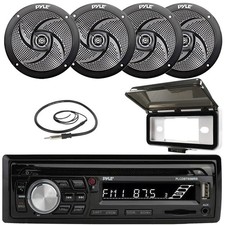 Pyle PLCDBT95 Bluetooth MP3/CD AM/FM Receiver, 4x 5.25" Speakers, Antenna, Cover