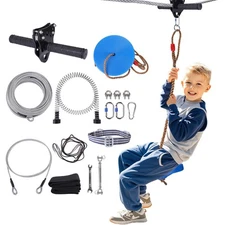150 FT Zipline for Backyard Kids and Adults, Adjustable Zip Line Kit for Adul...