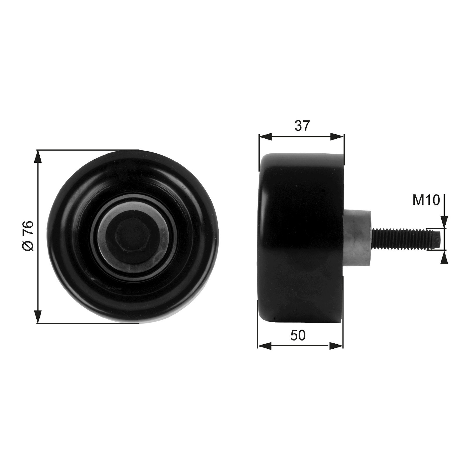 GATES T36186 Deflection/Guide Pulley, V-ribbed belt for FORD,LDV - Image 11