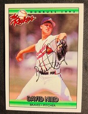 Atlanta Braves DAVID NIED signed autograph auto 1992 DONRUSS ROOKIE RC Card. rookie card picture