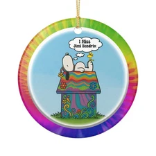 Parody Snoopy I Miss Jimi Hendrix 3" Ceramic Christmas Ornament Made In The USA