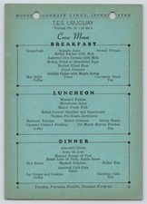 T.E.S. Uruguay Steamship Crew Menu Feb 12, 1946 Manila PI Moore McCormack Lines