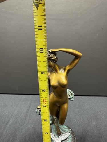 Vintage Modern Art Bronze Nude Statue Sculpture Girl Woman with Marble Base Art - Picture 8 of 8
