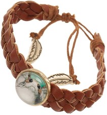 Bioworld Star Wars: The Last Jedi Braided Pu Porg Print Under Glass Bracelet