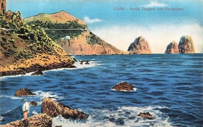 Capri Italy Punta Tragara Faraglioni Rocks Ed. R. Zedda Postcard 1910s