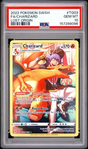 2022 Pokemon SWSH Lost Origin FA/Charizard #TG03 GEM MT PSA 10