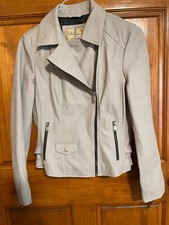 Wilsons Leather Womans Light Gray Genuine Leather Jacket, Size Medium, Nwt