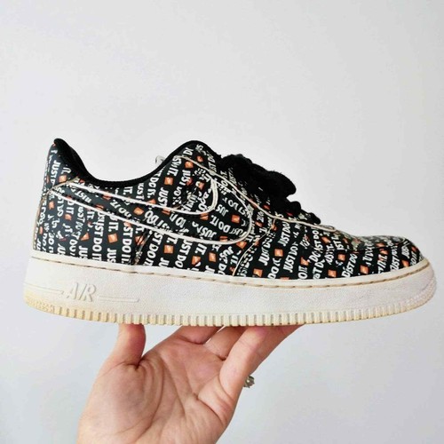 Nike Air Force 1 Low Just Do It Black/ Black White- Total Orange Men's US 8  | eBay
