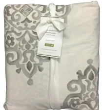 Pottery Barn Asher Medallion Percale Duvet Cover Gray Twin/Twin XL New
