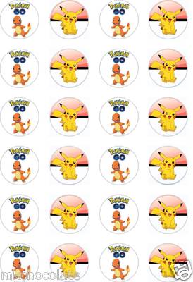 24x PRECUT POKEMON GO/PIKACHU/CHARMANDER RICE/WAFER PAPER CUP CAKE
