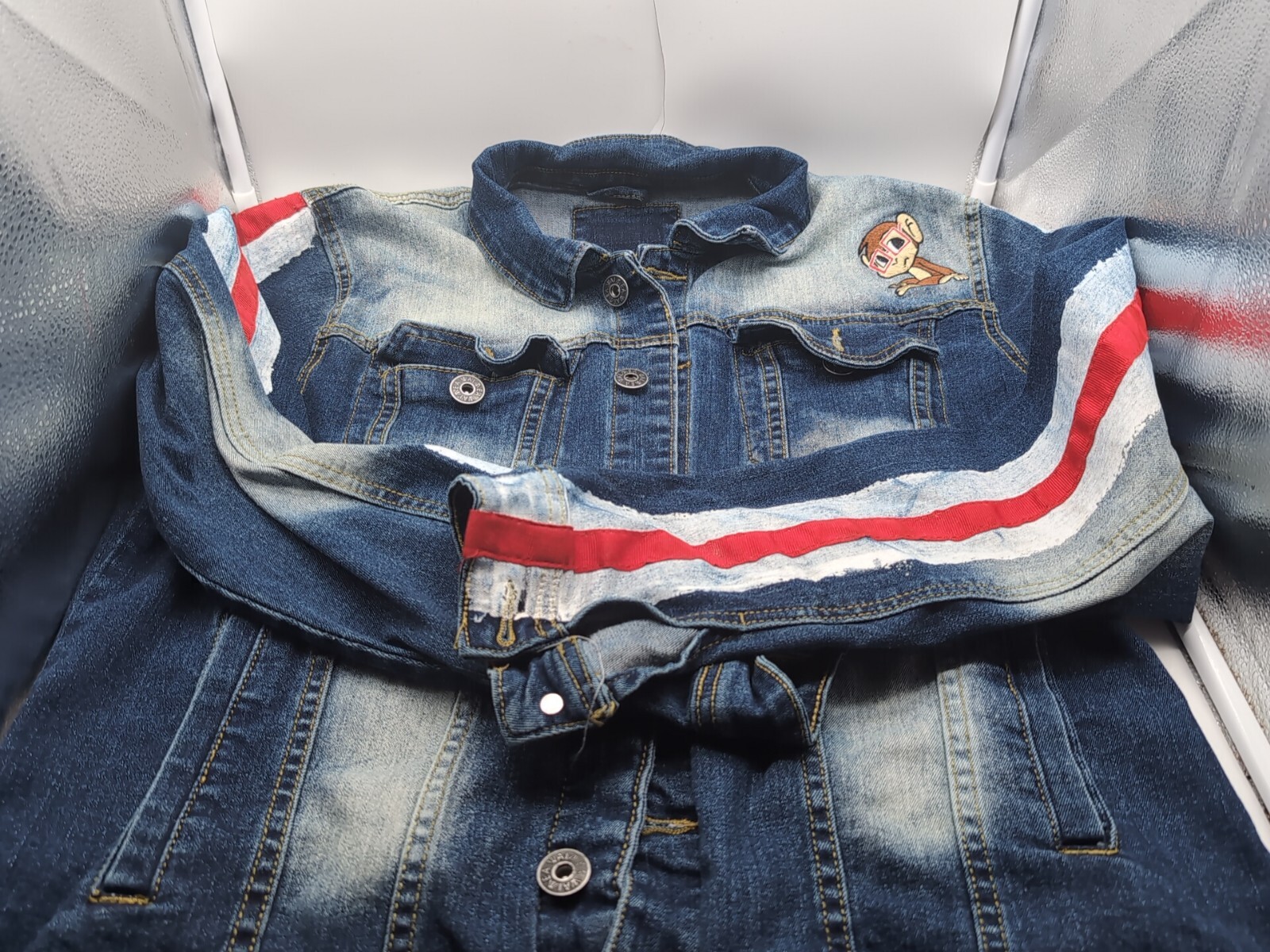 Monkey Face Denim Jacket Size Large - image 1