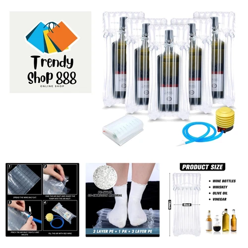 150 Pcs Wine Bottle Protector Bags for Travel Inflatable Air Column Wine Ship...