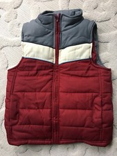 GYMBOREE Puffer VEST Burgundy Ivory Gray BOYS Youth All Aboard Size 4 EUC