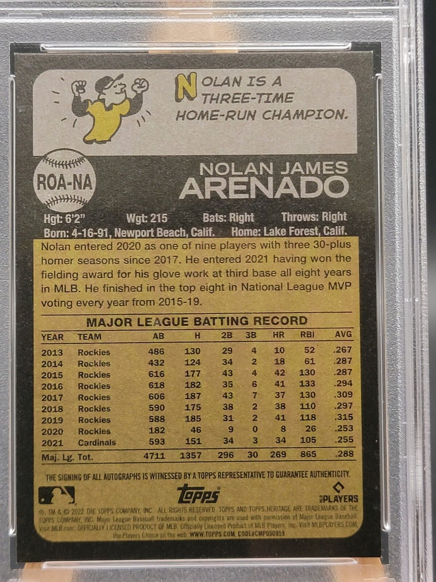 MLB アレナド Topps Heritage Real One Auto 🔥2022 Topps Heritage Real One Auto Nolan Arenado Red Ink /73🔥 | eBay