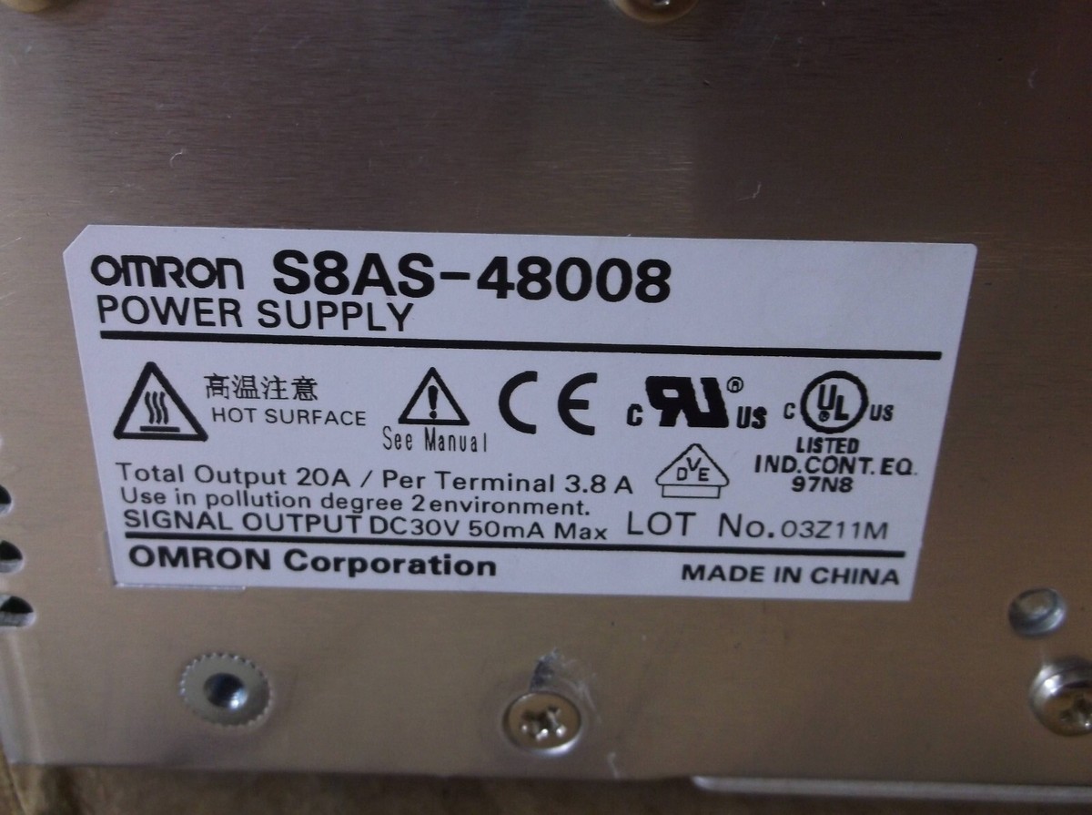 S8AS-48008 Omron DIN Rail Mount Power Supply 20A 8 Branch 24VDC