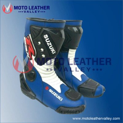 Suzuki Motorbike Moto GP Motorcycle Boots Racing Suzuki Riding Leather  Shoes