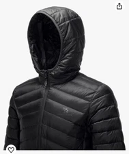 Camel Crown Mens Packable Light Weight Down Hooded Jacket Silver Lining, Size: M