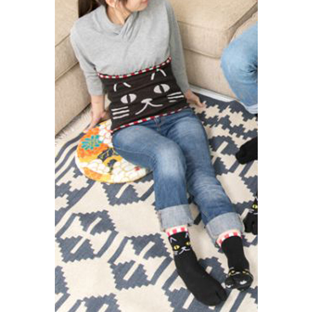 Kaya Japanese Haramaki Stomach/Body Warmer Belt Black Cat Design M Size