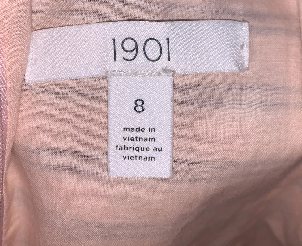 VETEMENTS Abito casual 1901 rosa blu navy a righe con cintura manica ad aletta aderente e svasato taglia 8