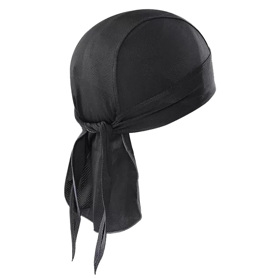 Men Durag Bandana Scarf Head Tie Down Band Cycling Biker Skull Cap Black Khaki - Image 2 of 4