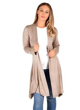 LADIES WOMENS KNEE LENGTH MID CARDIGAN JERSEY LONG SLEEVE OPEN CARDIGANS UK 8-22