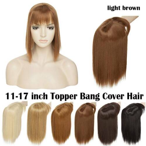 Women Curly Topper Toupee Hairpiece Clip In Hair Extensions with Bangs for Women - Picture 18 of 41