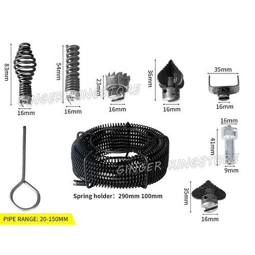 Plumber Drain Snake Pipe Cleaner Pipeline Sewer 12M w 6 Drill Bit Tool - Picture 8 of 10