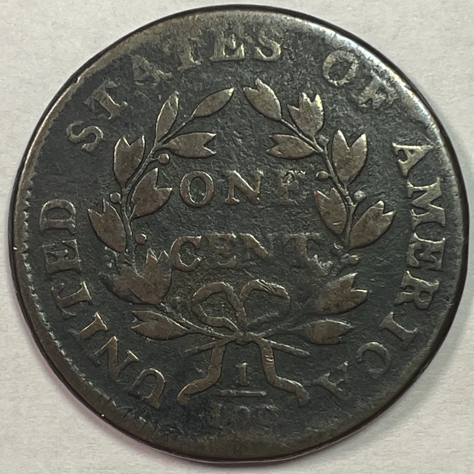 1800 Draped Bust Large Cent Fine F Coin #15153 - Image 2 of 3