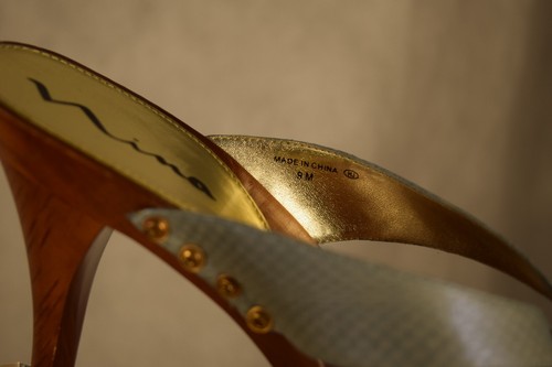 Women Shoes Sandals, Nina, High Heel Wooden Platform, Size 9, Blue, NEW with Box - Picture 12 of 24