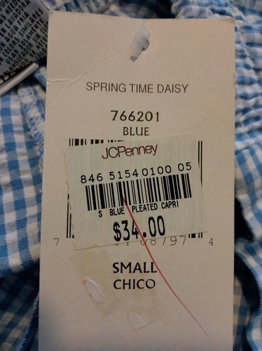 Women's Capacity Blue Gingham Capri Pants Size Small NWT - Picture 7 of 7