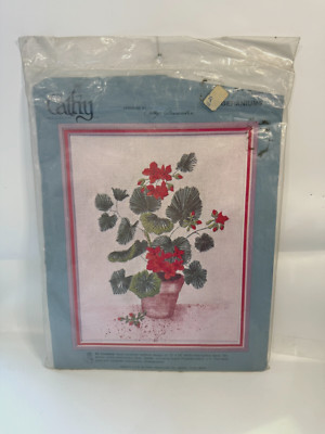 NEW Vintage Cathy Needlecraft Cathy Alexander Geraniums C023 Kit