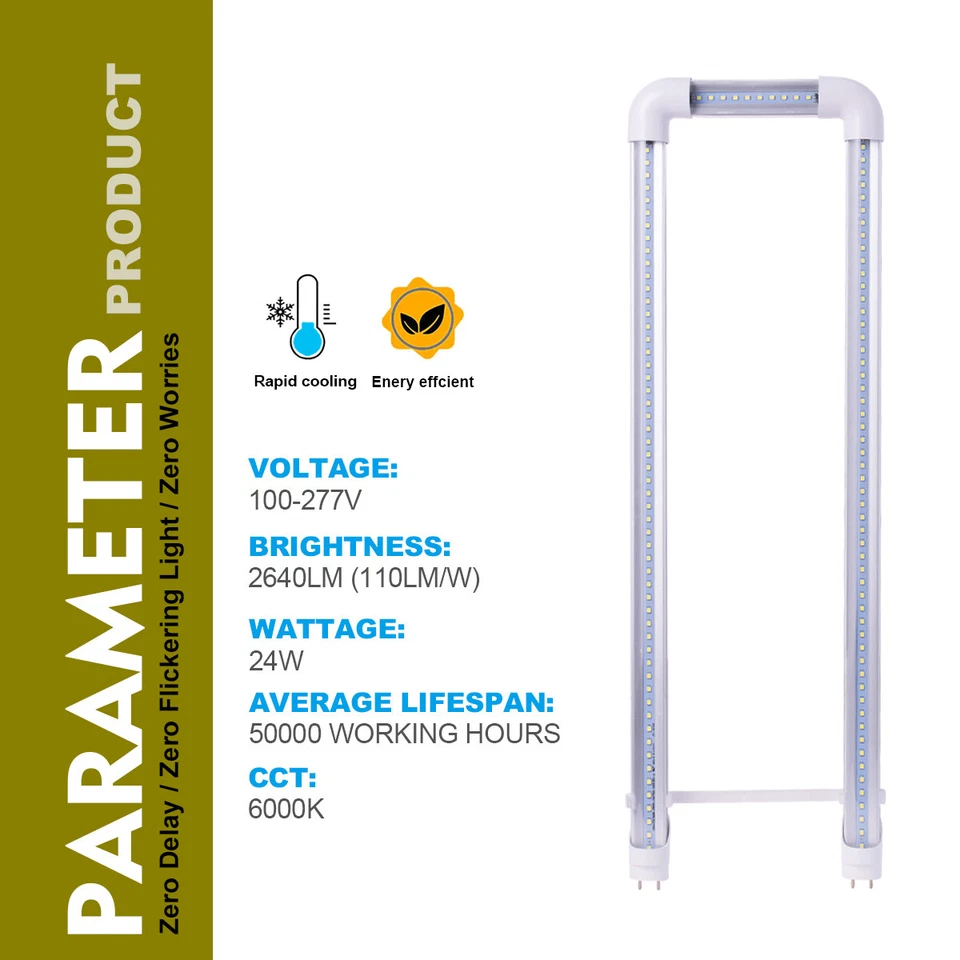 G13 U BEND 6500K U Shaped LED Tube Lights FB40 FB32 T8 T12 24W Milkly Clear - Image 2 of 4