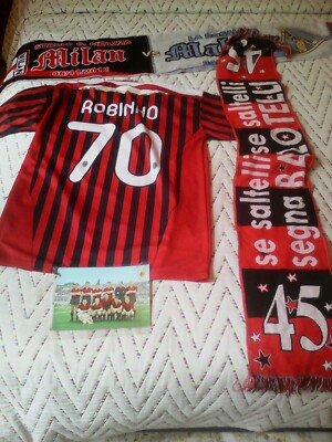 MILAN MAGLIA 70 ROBINHO SCIARPE FOTO-CARTOLINA