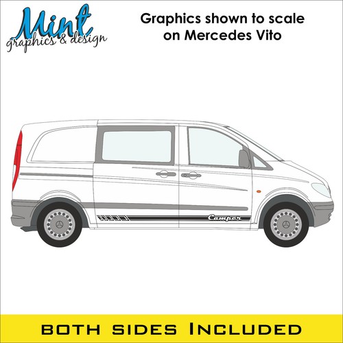 SWB Mercedes Vito Camper Wohnmobil Streifen Aufkleber Sticker Van Grafik 048 - Bild 3 von 4
