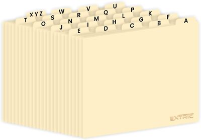 25 Alphabet Dividers   Letter Size File Dividers, Heavyweight Manila Guides A...