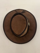 Barmah Dark Brown Suede Leather Hat With Mesh Strip On Top Made In Minnesota