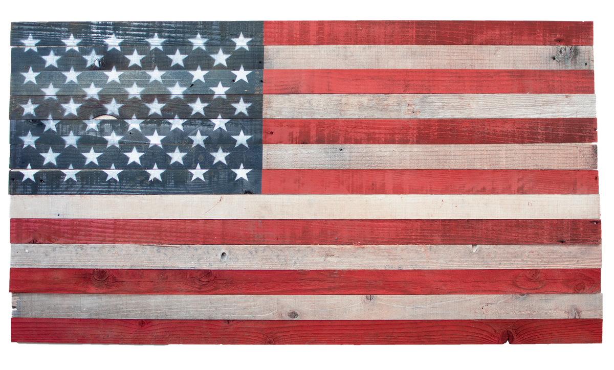 Wooden American Flag Navy Blue Hand-Made 48'' X 27'' 4th Of July