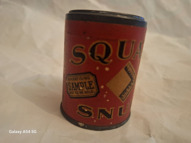 Vintage Advertising Sample Square Snuff Can Helmet Paper Label 'Not To Be Sold"