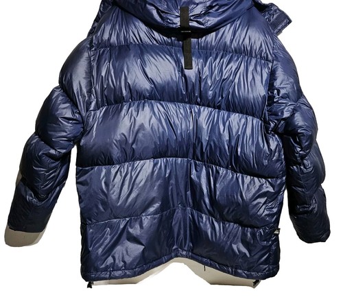 Vintage First Down Navy Blue Puffer Jacket Men's XL Shearling Removable Hood - Picture 14 of 23