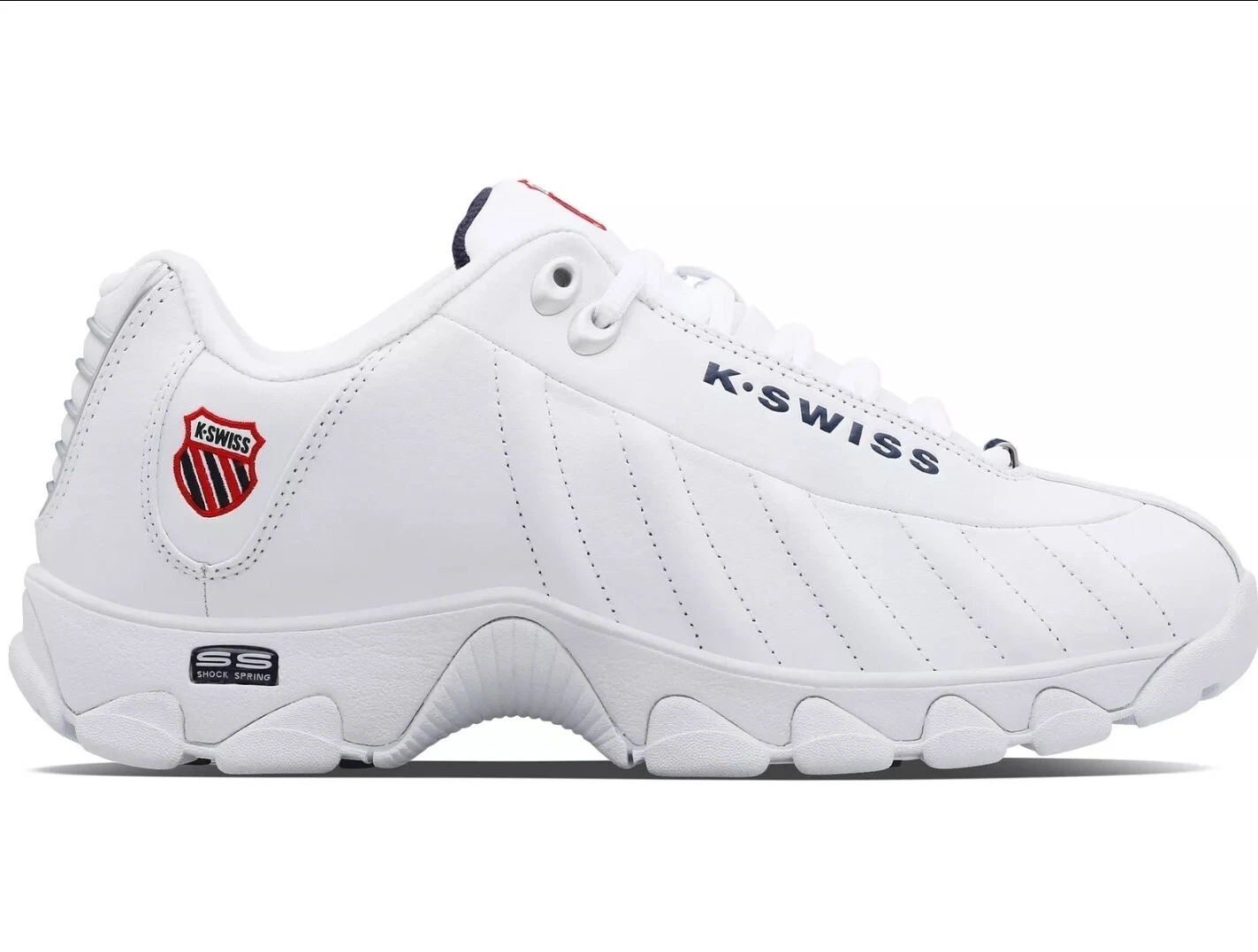 K-SWISS ST329 CMF White/Navy/Red 03426-130 7.5 WIDE 3E Leather Men's Shoes