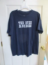 The Big LeBowski -The Dude Abides T-shirt- Navy Blue & White Font Size M-L