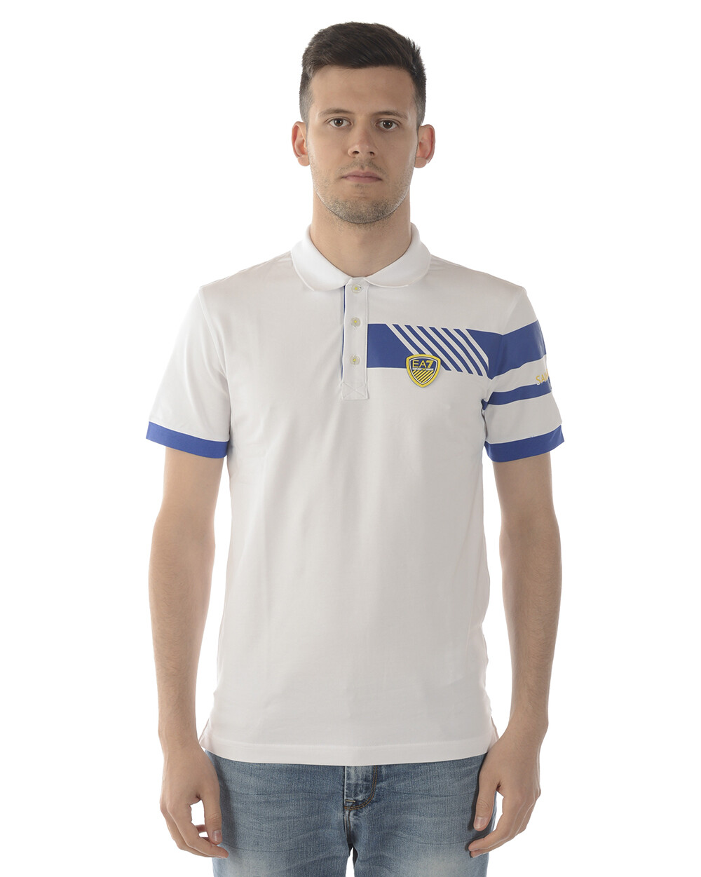 Футболка-поло Emporio Armani Ea7 Хлопковая мужская белая 3GPF68 PJ20Z 1100 Sz L ДЕЛАЕТ ПРЕДЛОЖЕНИЕ