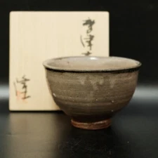 0115a Takashi Nakazato Karatsu ware pottery kawakujira Tea Bowl w/Box