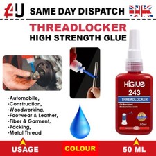 243 HIGH STRENGTH ( 50ML) BLUE THREAD LOCKING ADHESIVE NUT BOLT SCREW GLUE