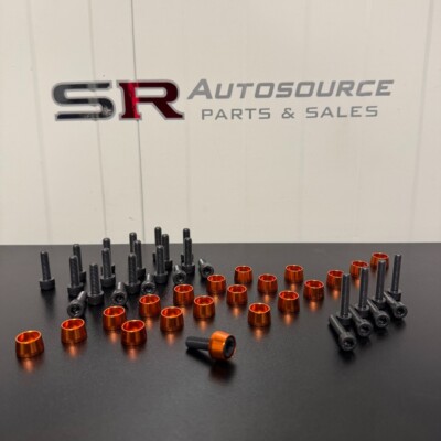 SR Autosource orange/schwarz Rocker Cover Dress Kit für RB26 mit Valley Befestigungen