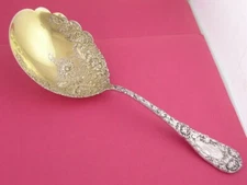 Rare Sterling Silver DURGIN Vegetable Serving Spoon CHRYSANTHEMUM 1893